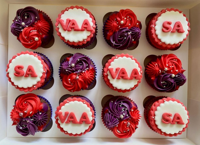 Red and purple cupcakes